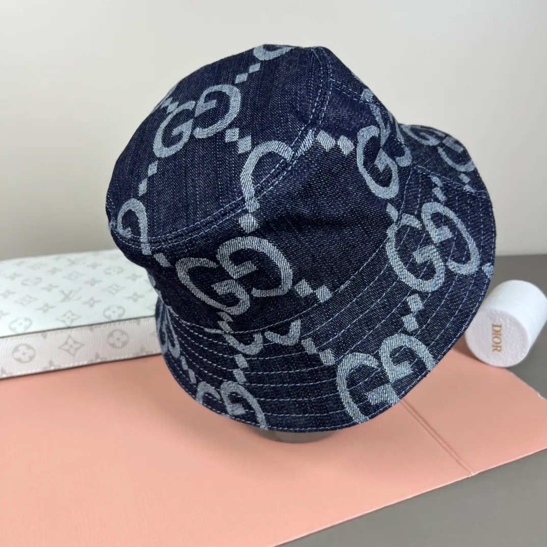 120💰GUCCI 2025 counter new jacquard denim fisherman hat, very trendy! Casual and sports style, classic production, super easy to match! Look small