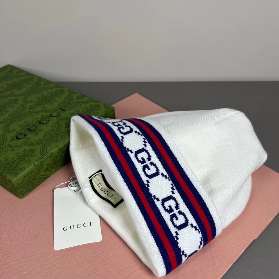 P50 with dust bag GUCCI Gucci original single hat official website new hairband decorative knitted hat, love][love] wool cashmere double-layer hat😱😘warm and fashionable, simple and elegant, more fashionable and high-end!