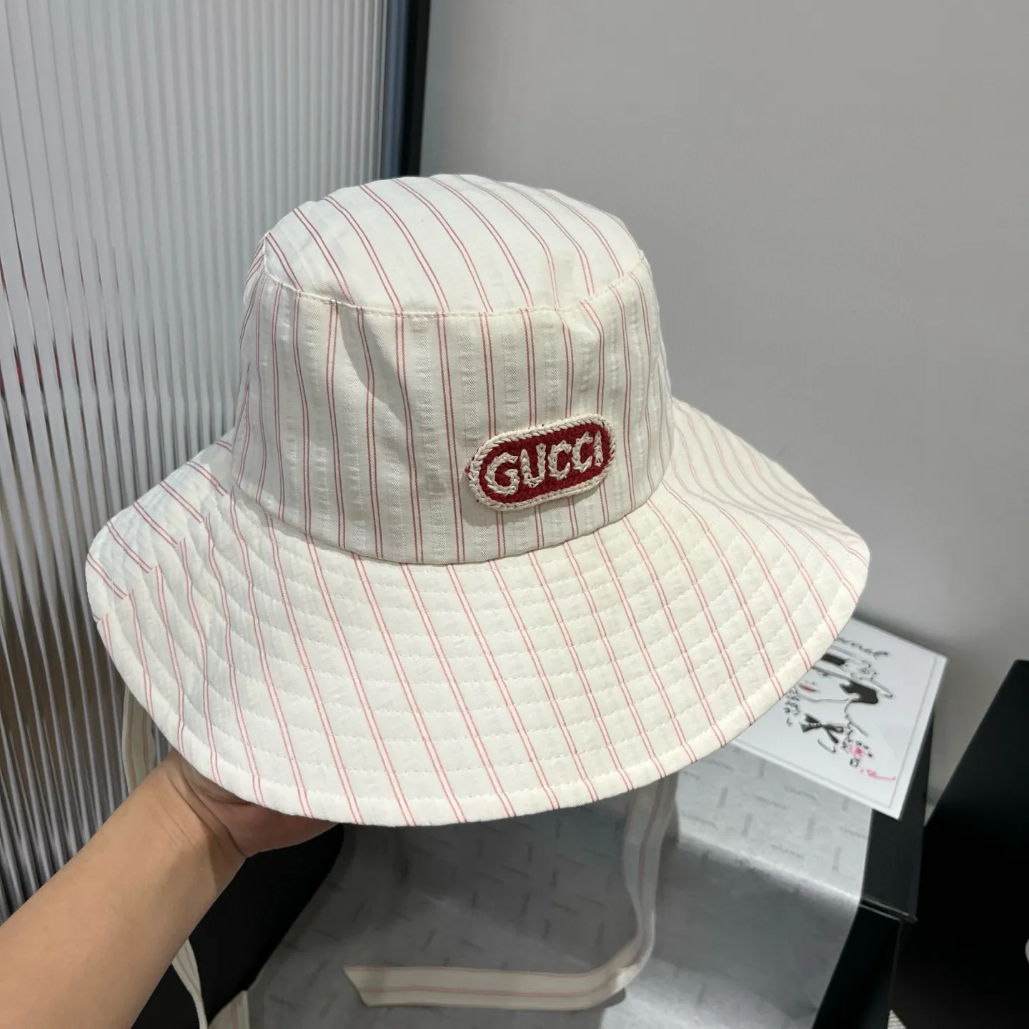 💰140¥ Gucci new fisherman hat, striped hat, head circumference 57cm
