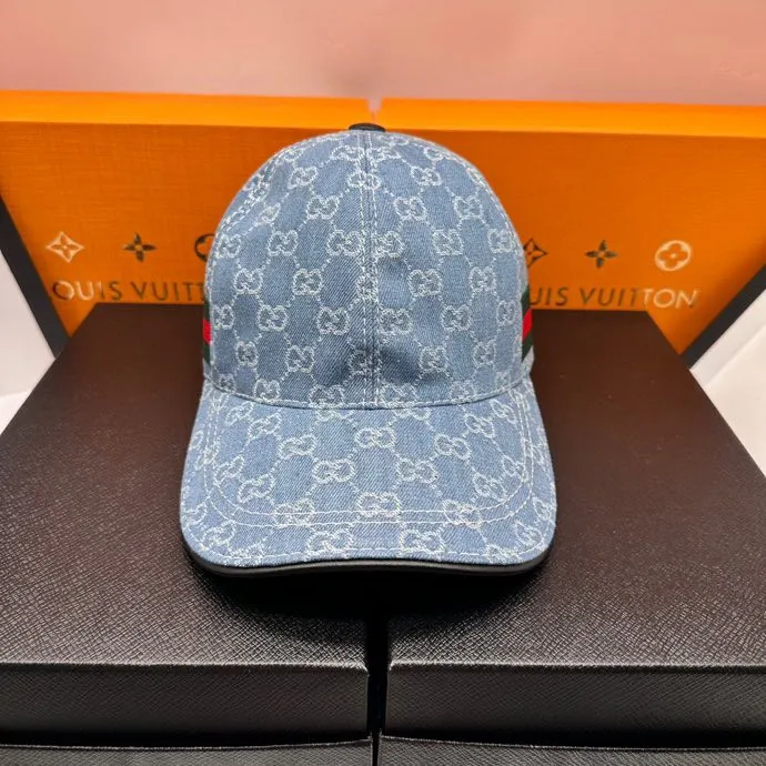 P90 new model has arrived! Gucci (Gucci) double G denim jacquard, original denim fabric, the highest version, top original order, excellent quality, the same baseball cap as the official website, taken in kind, ready to ship quickly