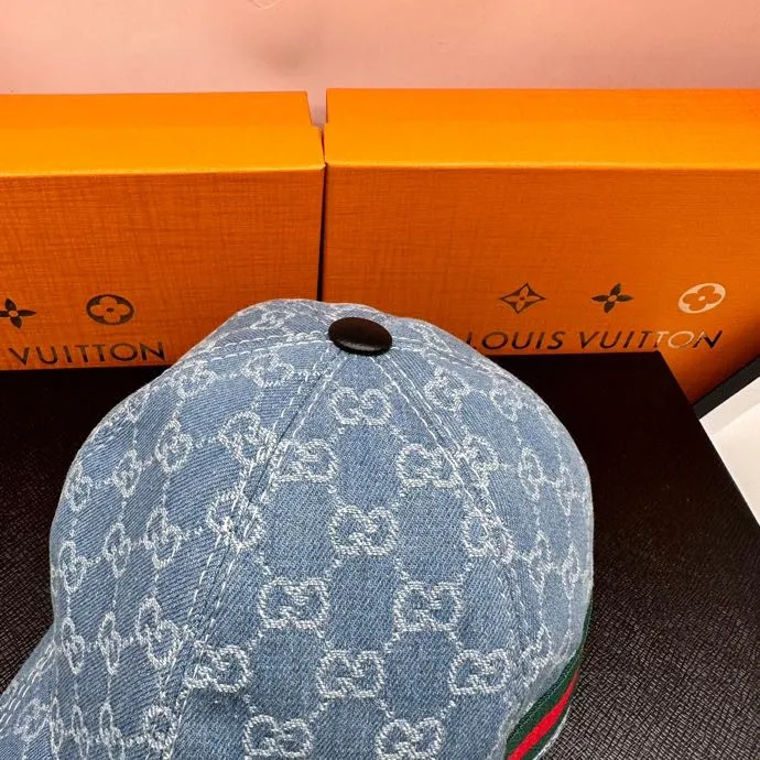P90 new model has arrived! Gucci (Gucci) double G denim jacquard, original denim fabric, the highest version, top original order, excellent quality, the same baseball cap as the official website, taken in kind, ready to ship quickly