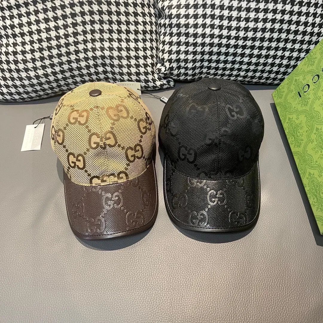 Batch 90, Gucci (Gucci) classic original baseball cap, small double G cowhide stitching, 1:1 mold customization, excellent quality! The brim is embossed with first-layer cowhide, the quality is excellent! The basic head circumference is 56cm, the patch is adjustable, the original version is shipped in two colors from the counter, a hot seller!