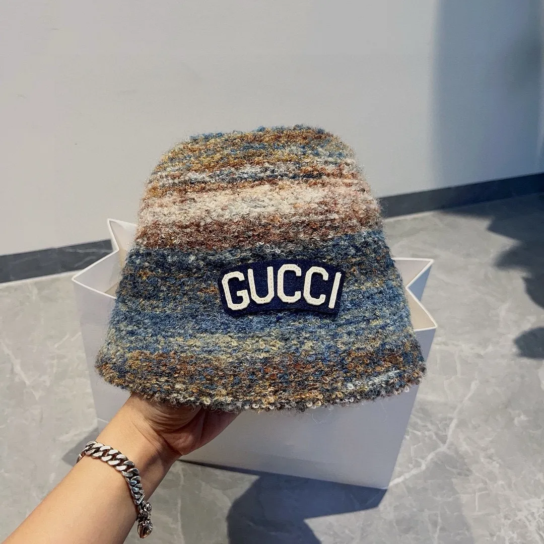💰80¥ Gucci new hand-held bucket hat, colorful woolen hat, head circumference 57cm