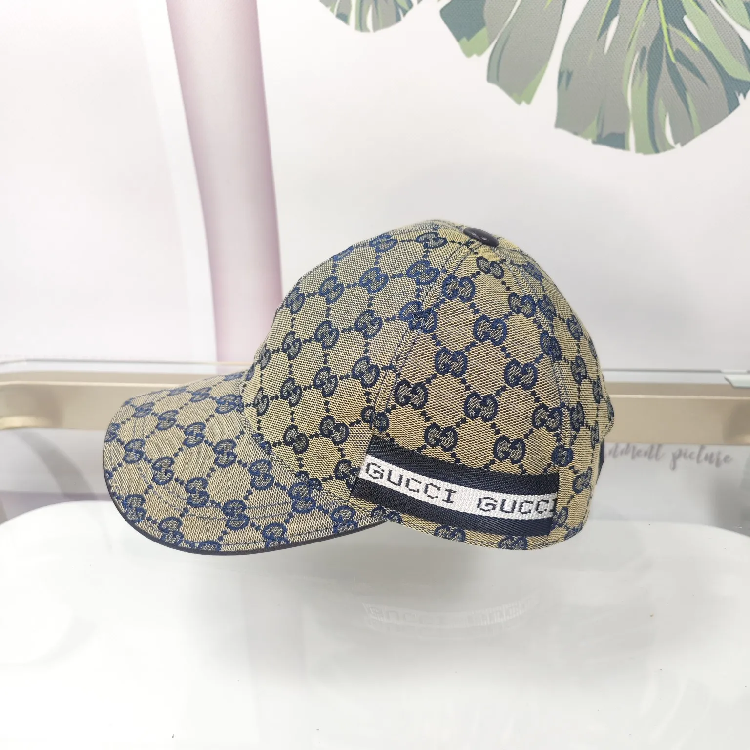 Batch 90 GUCCI--blue double G high version original single pair flower official website baseball cap