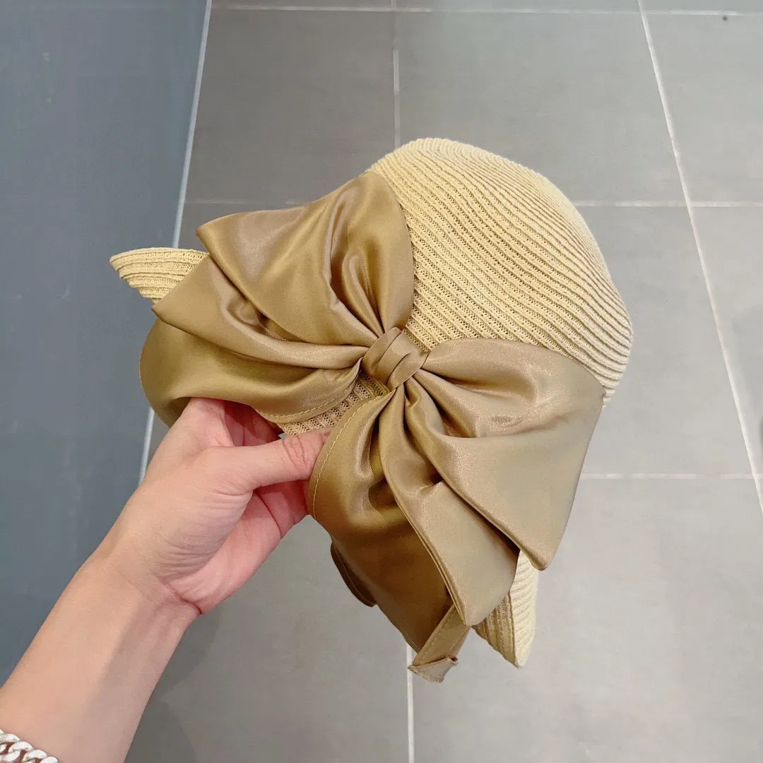 💰140¥ Gucci straw hat, ladylike sun hat, satin bow ribbon, head circumference 57cm