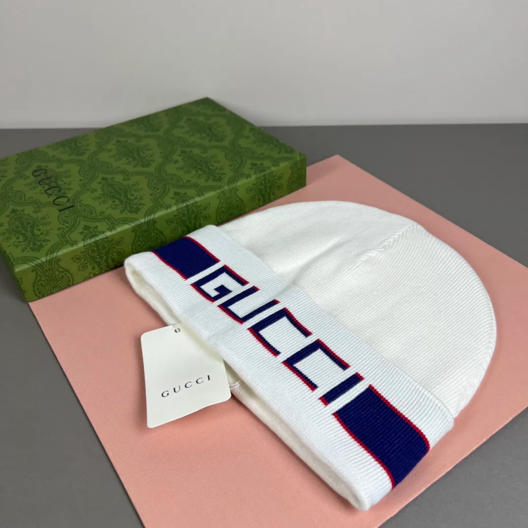 P50 with dust bag GUCCI Gucci original single hat official website new hairband decorative knitted hat, love][love] wool cashmere double-layer hat😱😘warm and fashionable, simple and elegant, more fashionable and high-end!