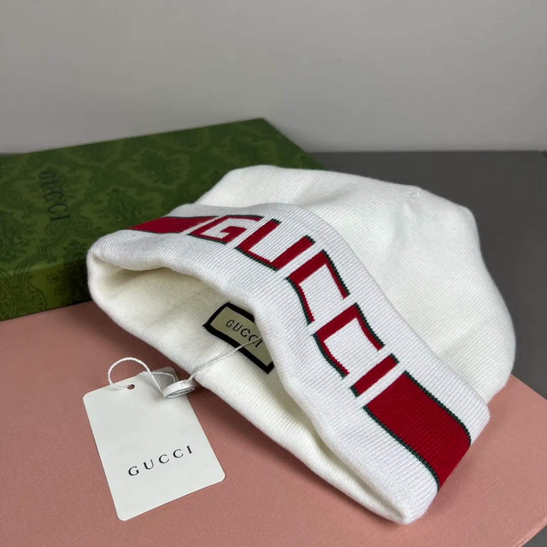 P50 with dust bag GUCCI Gucci original single hat official website new hairband decorative knitted hat, love][love] wool cashmere double-layer hat😱😘warm and fashionable, simple and elegant, more fashionable and high-end!