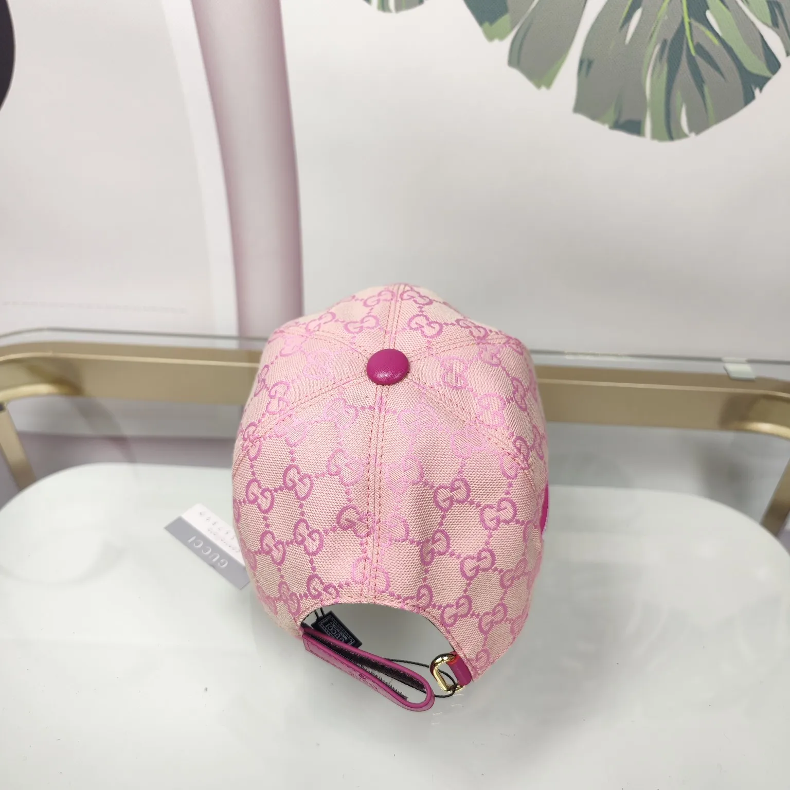 Batch 90 GUCCI--pink letter high version original single pair flower baseball cap