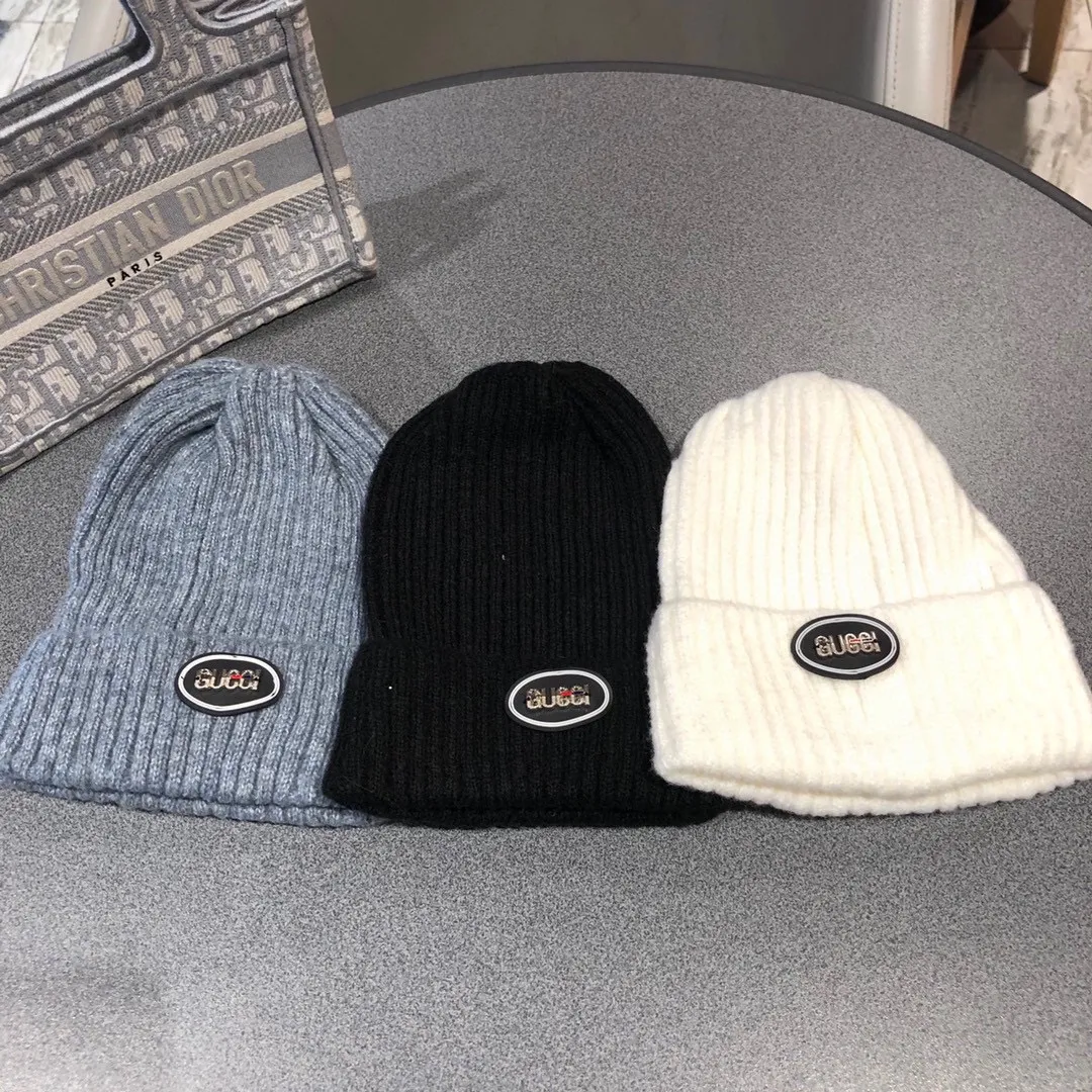 P130 GUCCI Gucci's new letter jacquard logo knitted wool beanie, high-quality customized wool, simple and handsome new logo, same style for men and women, super cool fashion street style!