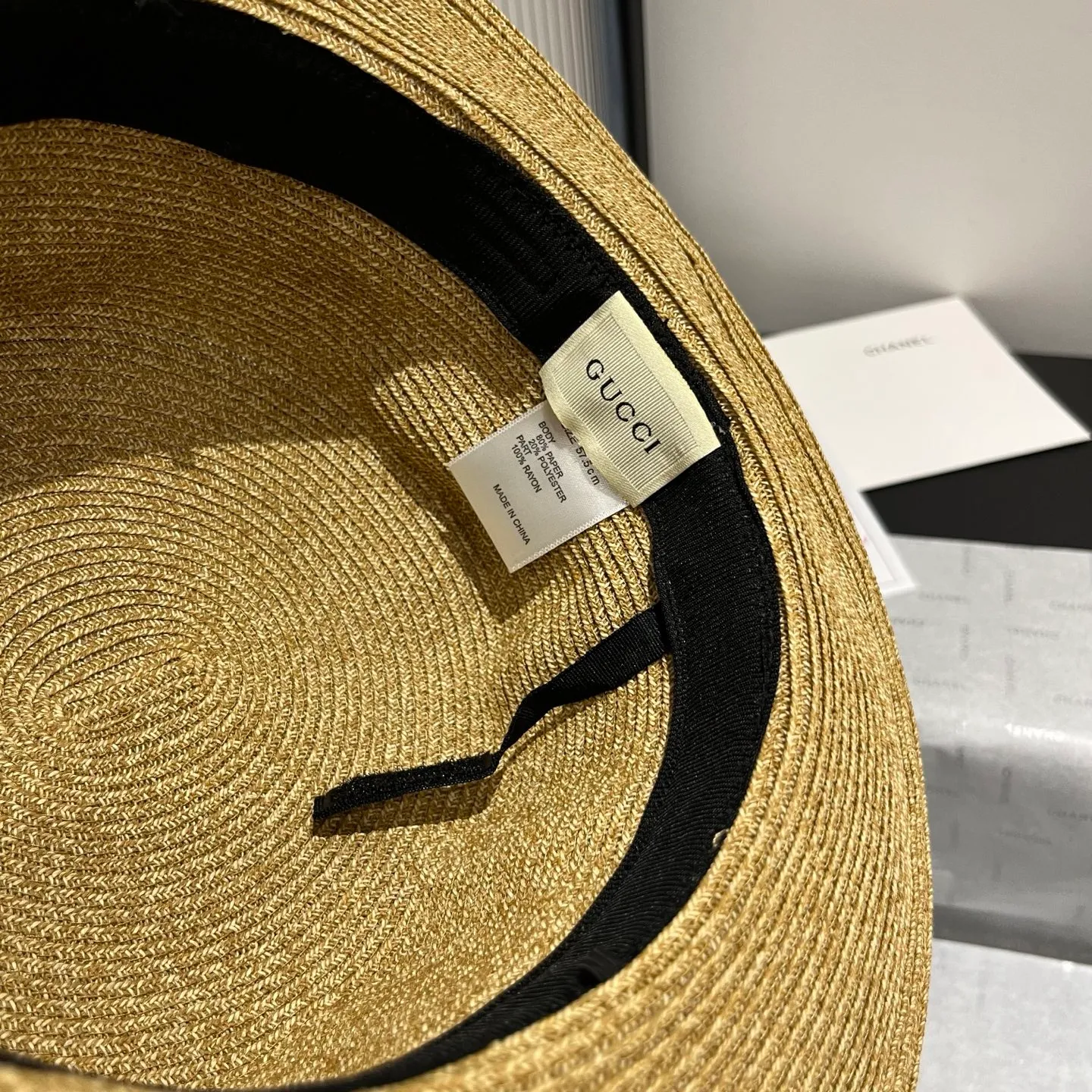 💰120¥ Gucci new flat-top straw hat, made of fine straw, great shape