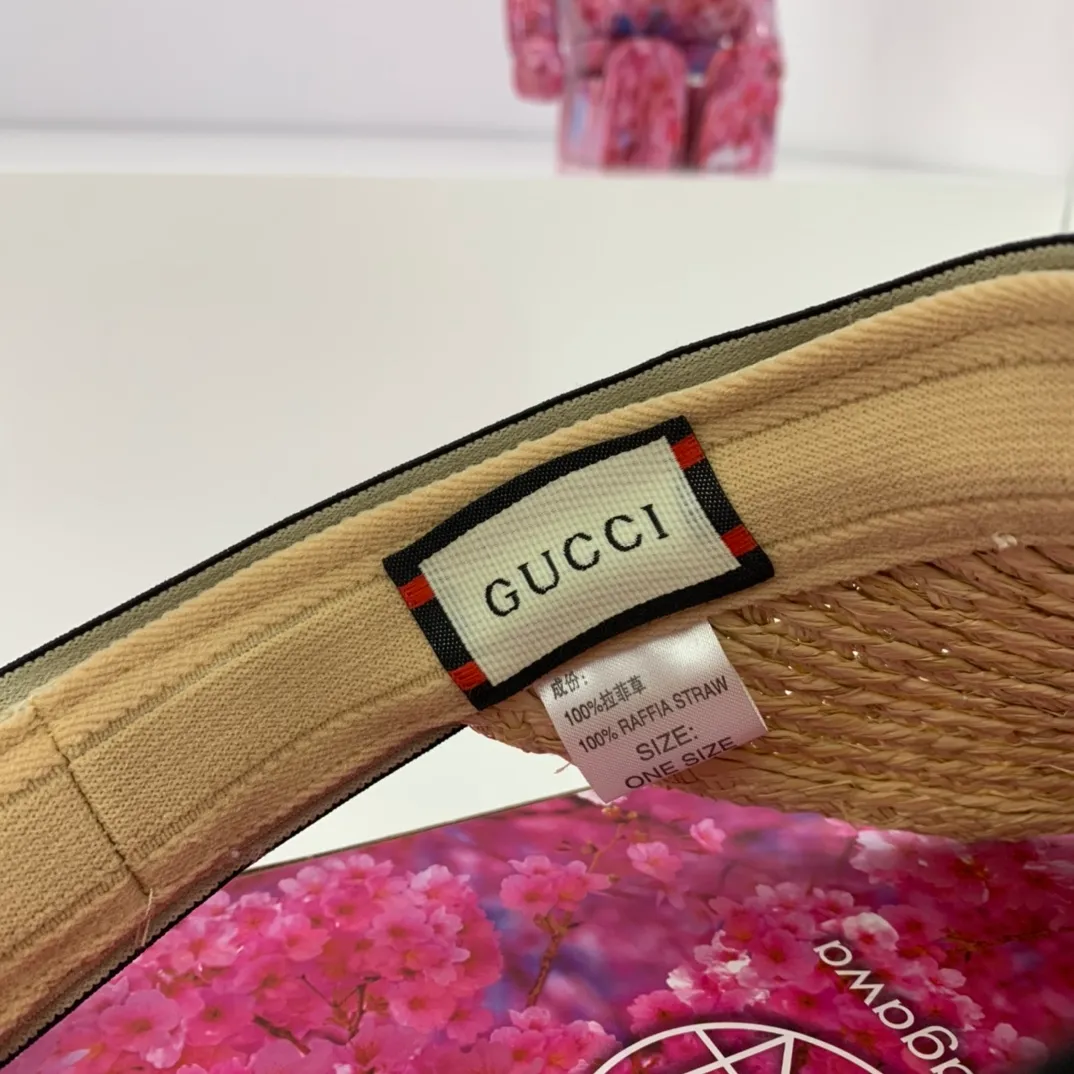P90 GUCCI Gucci original empty top straw hat, personalized big-name style, heavy-duty customization, sun protection hat
