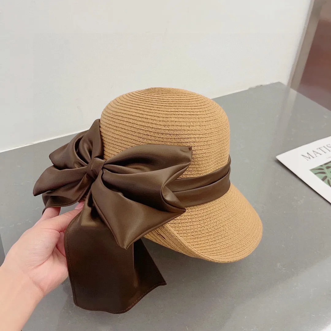 💰140¥ Gucci straw hat, ladylike sun hat, satin bow ribbon, head circumference 57cm