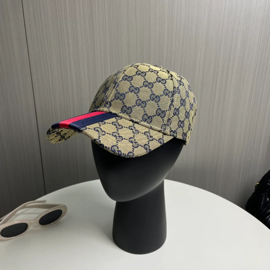 P56 [GUCCI Gucci]🌸2 official website is online simultaneously🎊 Korean version of the new British classic casual atmosphere customized model 1:1 original quality unisex baseball cap Meibang three-dimensional printed geological fabric high quality quality🔥🔥🔥