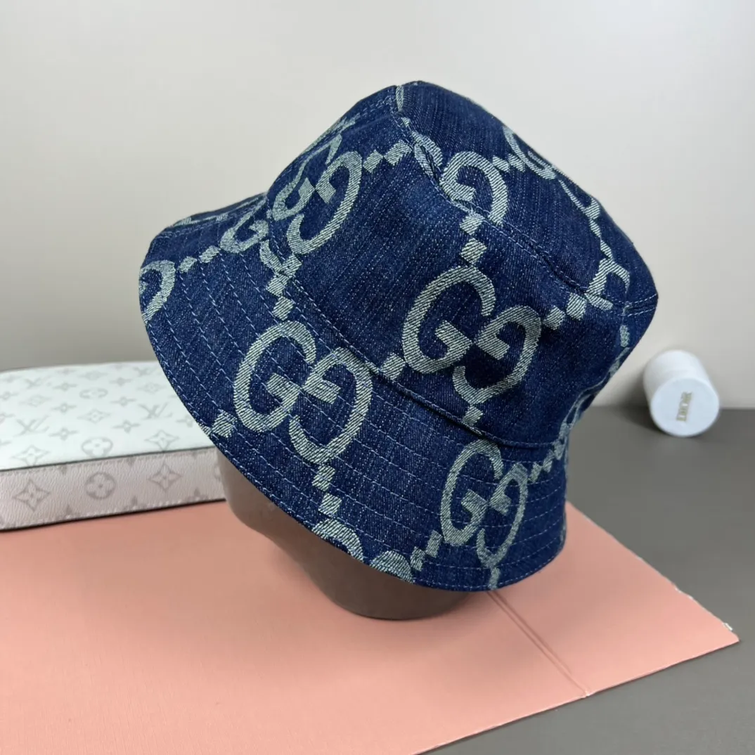 120💰GUCCI 2025 counter new jacquard denim fisherman hat, very trendy! Casual and sports style, classic production, super easy to match! Look small