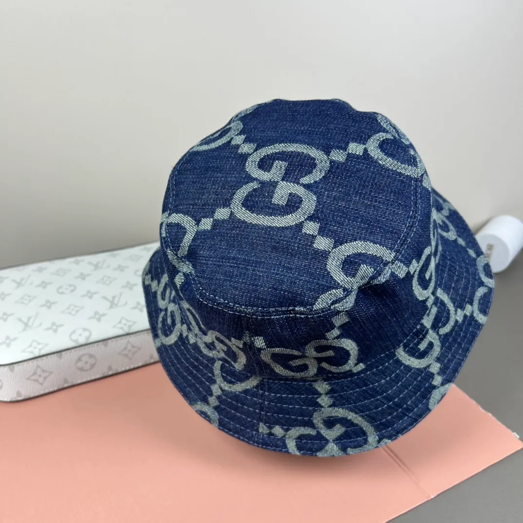 120💰GUCCI 2025 counter new jacquard denim fisherman hat, very trendy! Casual and sports style, classic production, super easy to match! Look small