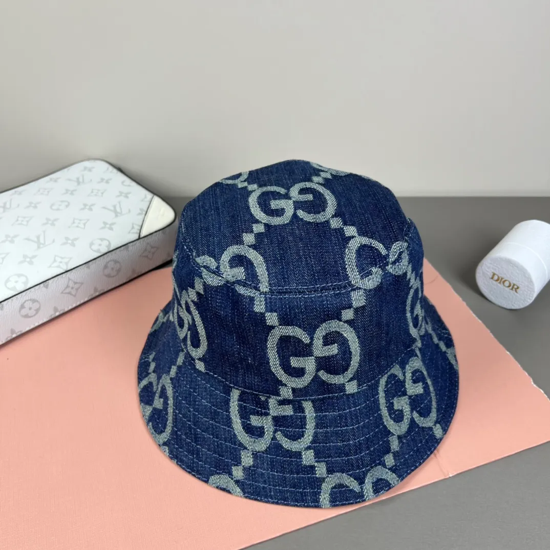 120💰GUCCI 2025 counter new jacquard denim fisherman hat, very trendy! Casual and sports style, classic production, super easy to match! Look small