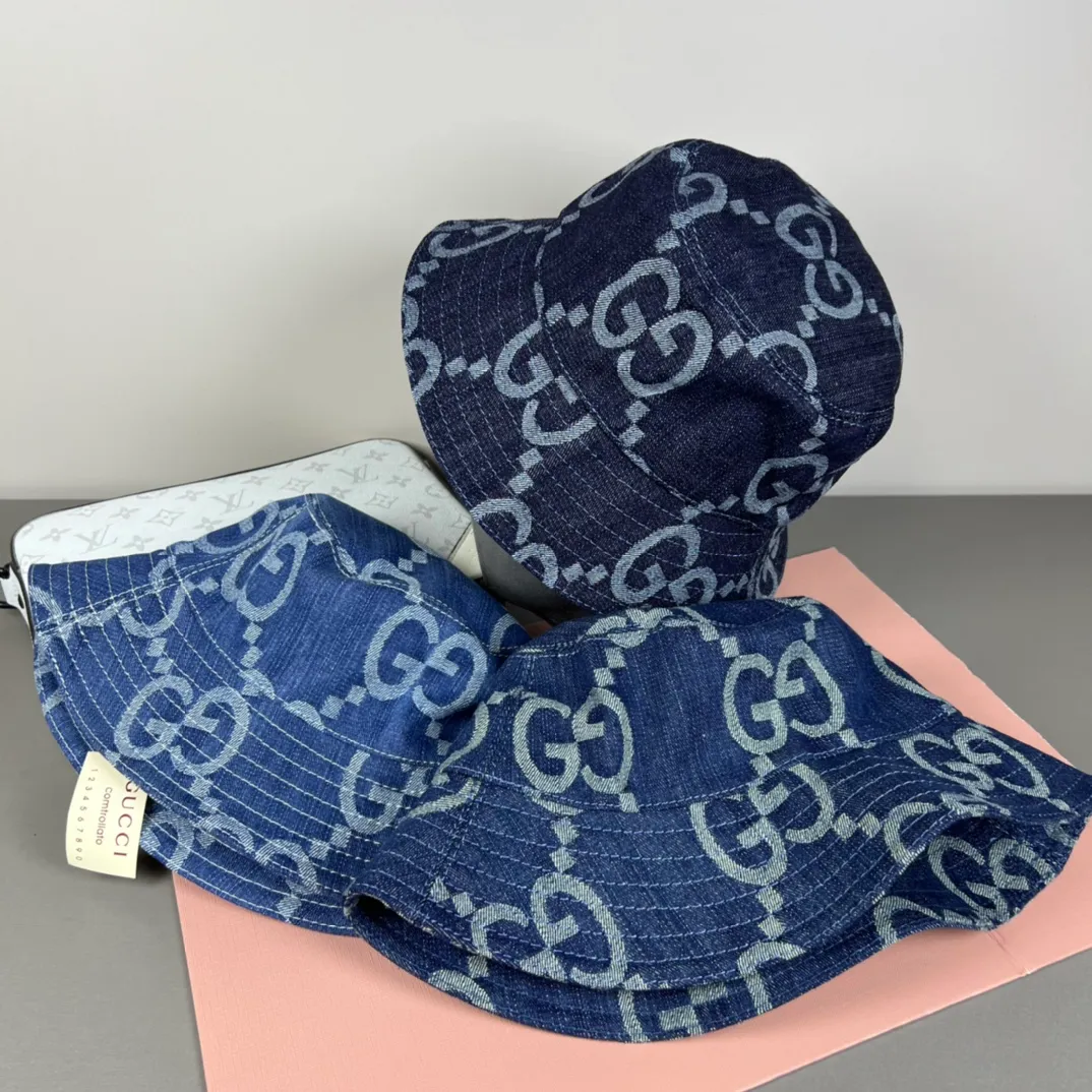 120💰GUCCI 2025 counter new jacquard denim fisherman hat, very trendy! Casual and sports style, classic production, super easy to match! Look small