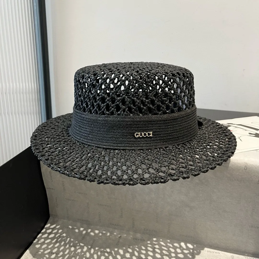 💰150¥ Gucci flat top hat, hollow sun hat, small top hat, head circumference 57cm