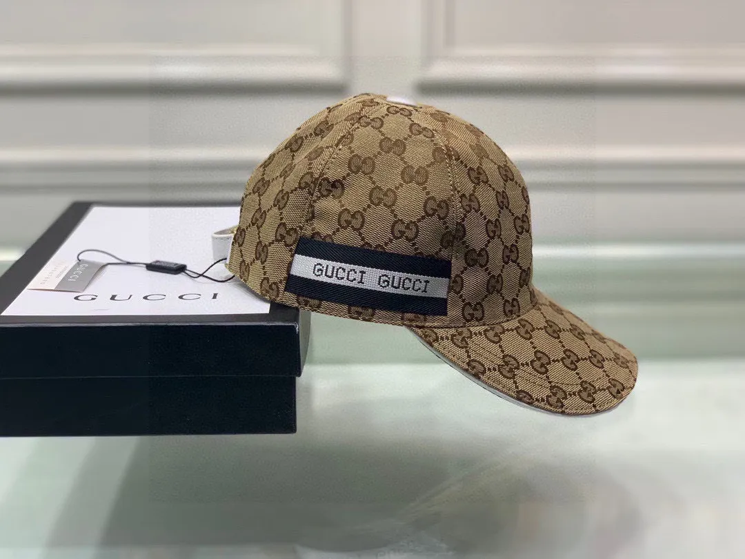 🉐120 Gucci (Gucci) classic original baseball cap, logo webbing, 1:1 mold customization, original canvas fabric + first-layer cowhide, popular purchasing agent, versatile style for men and women, great quality! Basic head circumference 56, adjustable patch