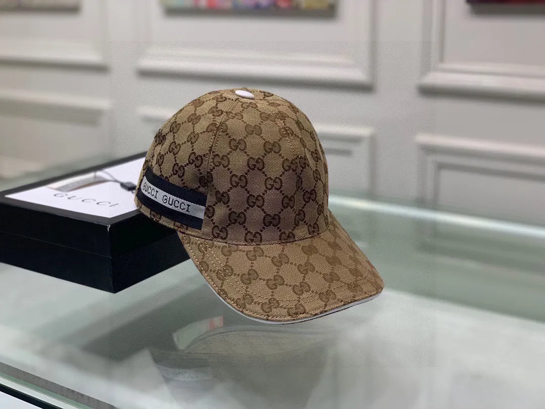 🉐120 Gucci (Gucci) classic original baseball cap, logo webbing, 1:1 mold customization, original canvas fabric + first-layer cowhide, popular purchasing agent, versatile style for men and women, great quality! Basic head circumference 56, adjustable patch