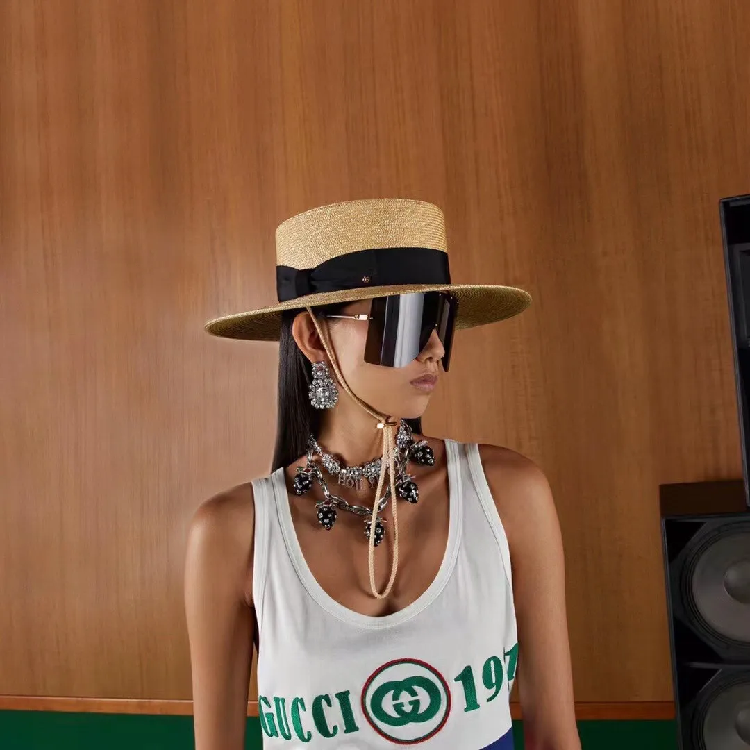 💰150¥ Gucci straw hat, flat top hat, advanced customization, head circumference 57cm