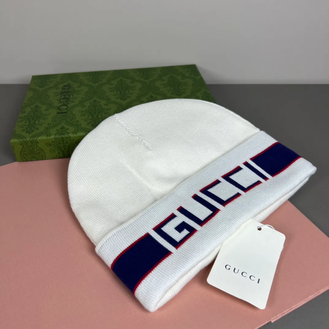 P50 with dust bag GUCCI Gucci original single hat official website new hairband decorative knitted hat, love][love] wool cashmere double-layer hat😱😘warm and fashionable, simple and elegant, more fashionable and high-end!