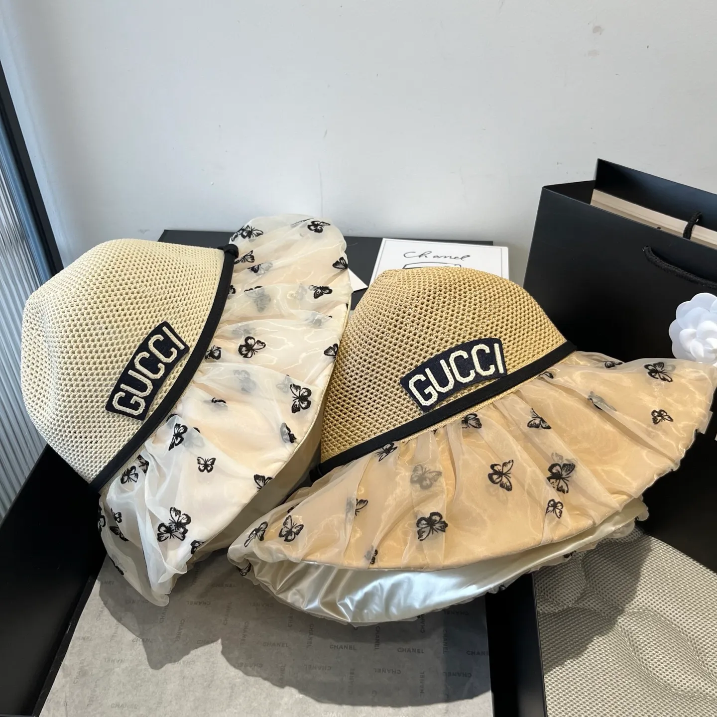 💰120¥ Gucci new lantern hat, sunshade straw hat, anti-UV brim, head circumference 57cm