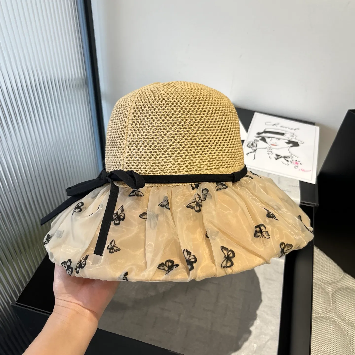 💰120¥ Gucci new lantern hat, sunshade straw hat, anti-UV brim, head circumference 57cm