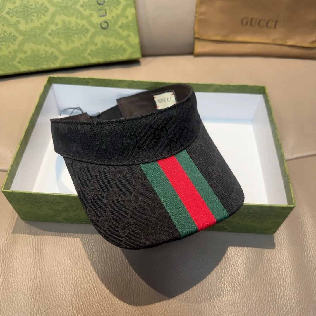 P90 original version shipped!   , Gucci (Gucci) latest original single wide version of the empty hat with webbing. 1:1 mold opening and customization at the counter, the highest version, original canvas fabric, light and breathable! Photographed in real life, suitable for men and women in all seasons, basic head circumference 56cm, adjustable patches.
