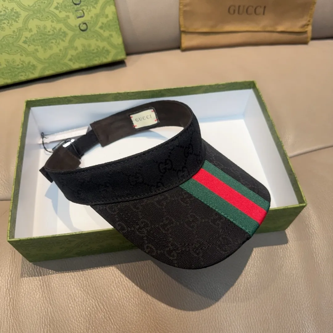P90 original version shipped!   , Gucci (Gucci) latest original single wide version of the empty hat with webbing. 1:1 mold opening and customization at the counter, the highest version, original canvas fabric, light and breathable! Photographed in real life, suitable for men and women in all seasons, basic head circumference 56cm, adjustable patches.