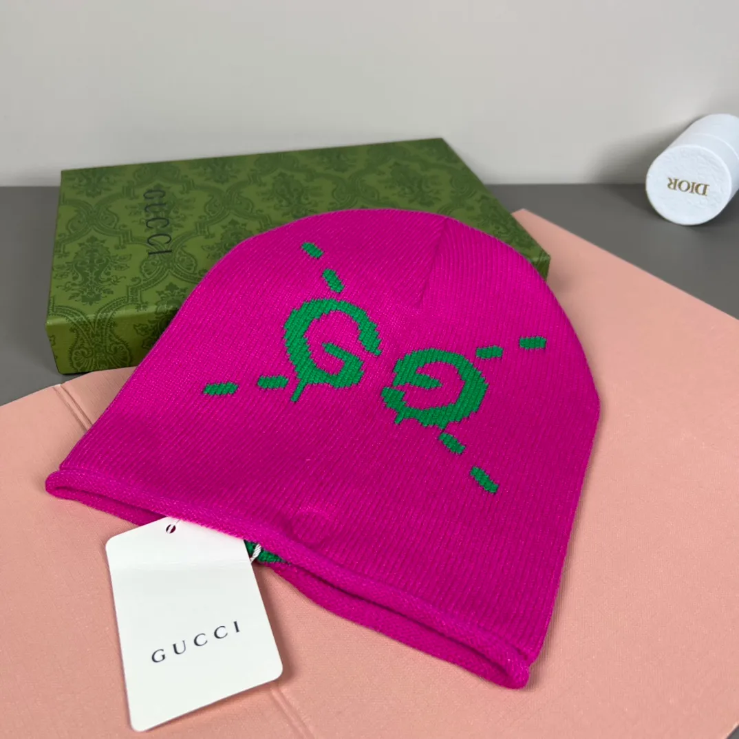 P46 with dust bag GUCCI Gucci original single hat official website new hairband decorative knitted hat, love][love] wool cashmere double-layer hat😱😘warm and fashionable, simple and elegant, more fashionable and high-end!