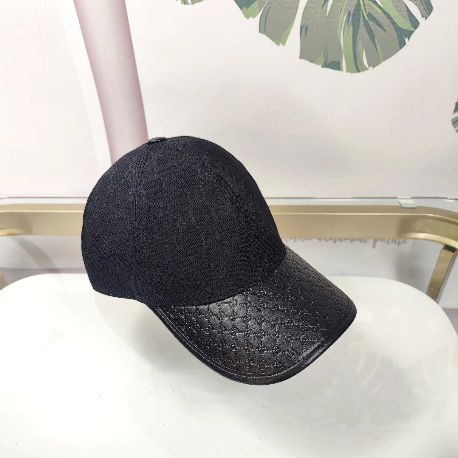 Batch 90 GUCCI--high version embossed leather face flower original single baseball cap
