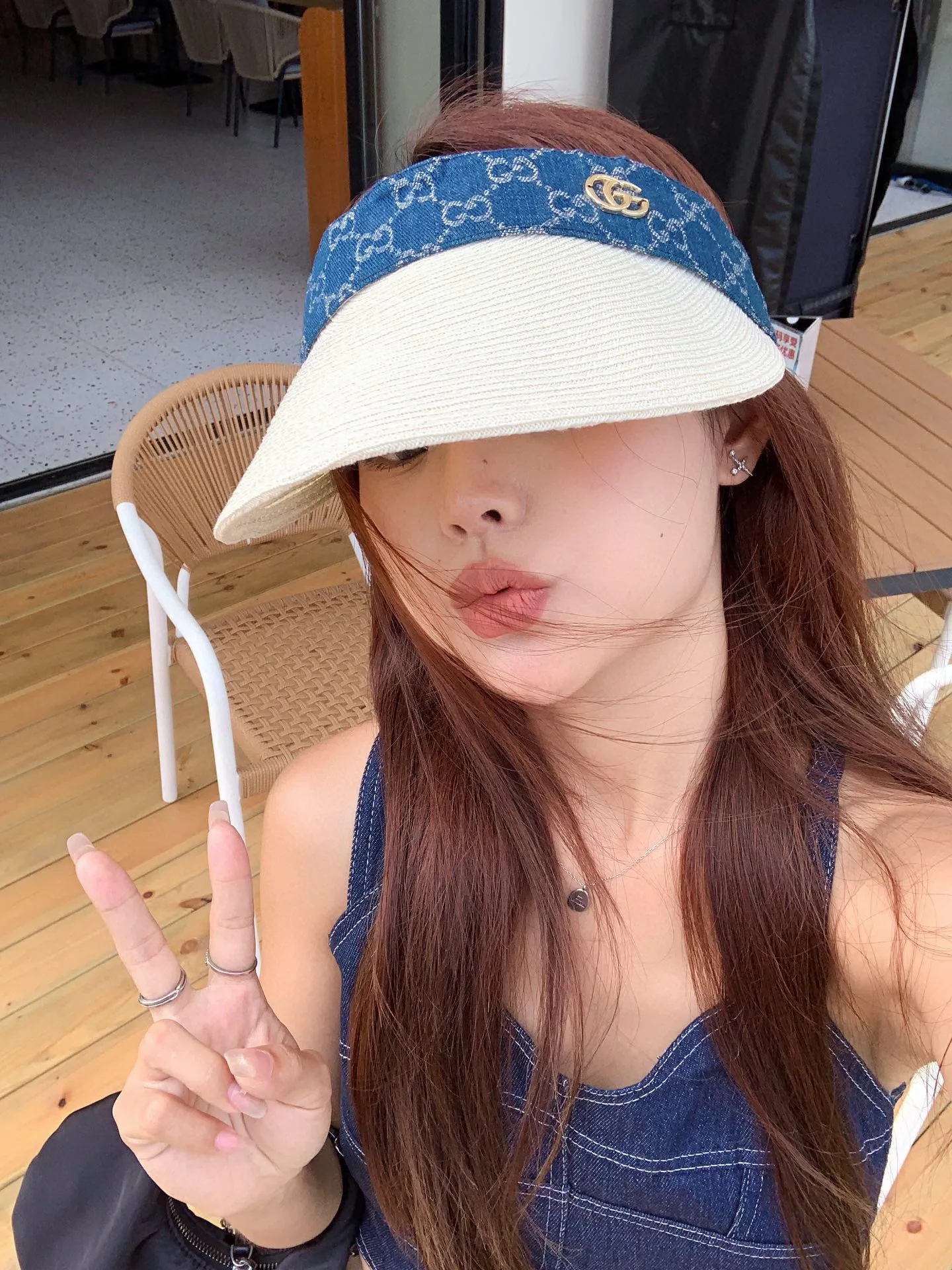 💰100¥ Gucci straw hat, empty top straw hat, adjustable