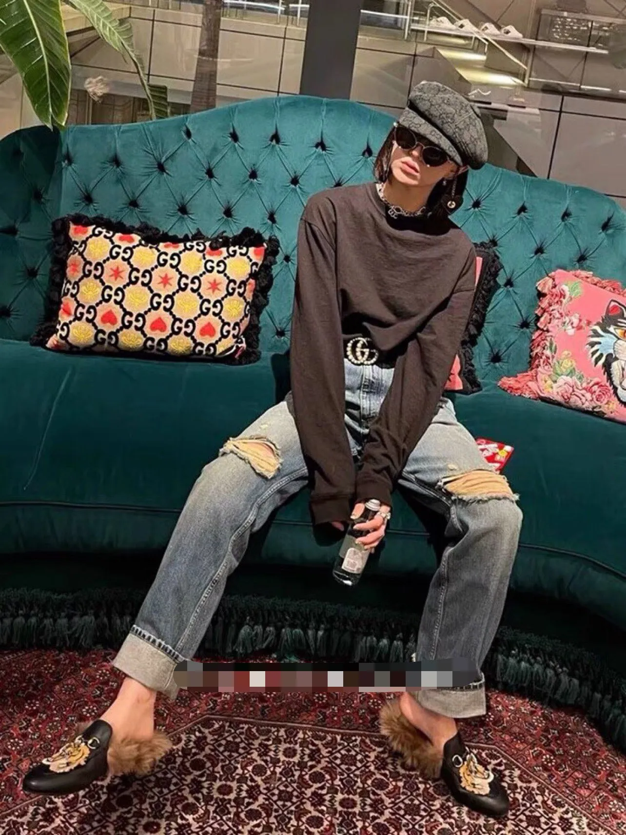 P58 Stunning Gucci green top 💚 Soft beret shape that doesn’t deform no matter how "ravaged" it is. A must-have hat with a high rate of turning heads~