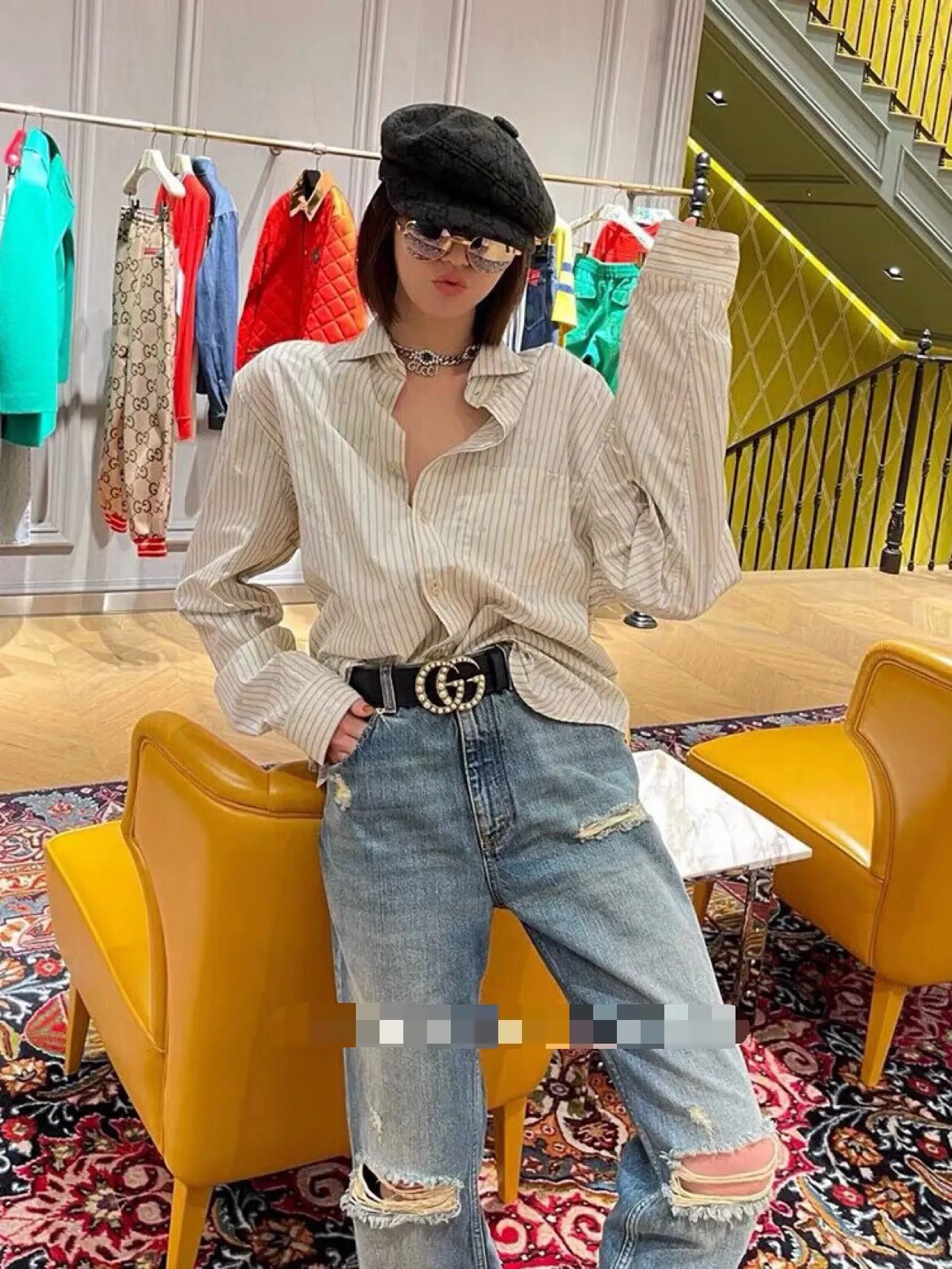 P58 Stunning Gucci green top 💚 Soft beret shape that doesn’t deform no matter how "ravaged" it is. A must-have hat with a high rate of turning heads~