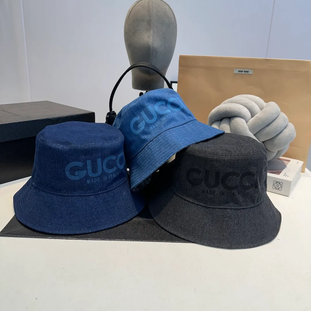 P80 GUCCI Gucci 2025 counter new washed denim fisherman hat, very trendy! Casual and sports style, classic production, super easy to match!
