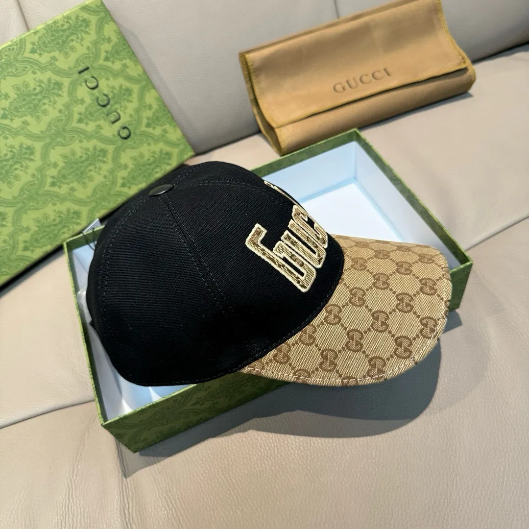 P90., Gucci new original baseball cap, Gucci jacquard. 1:1 mold opening and customization at the counter, original canvas fabric + first layer of cowhide, light and breathable! The basic head circumference is 56cm, and the patch is adjustable.