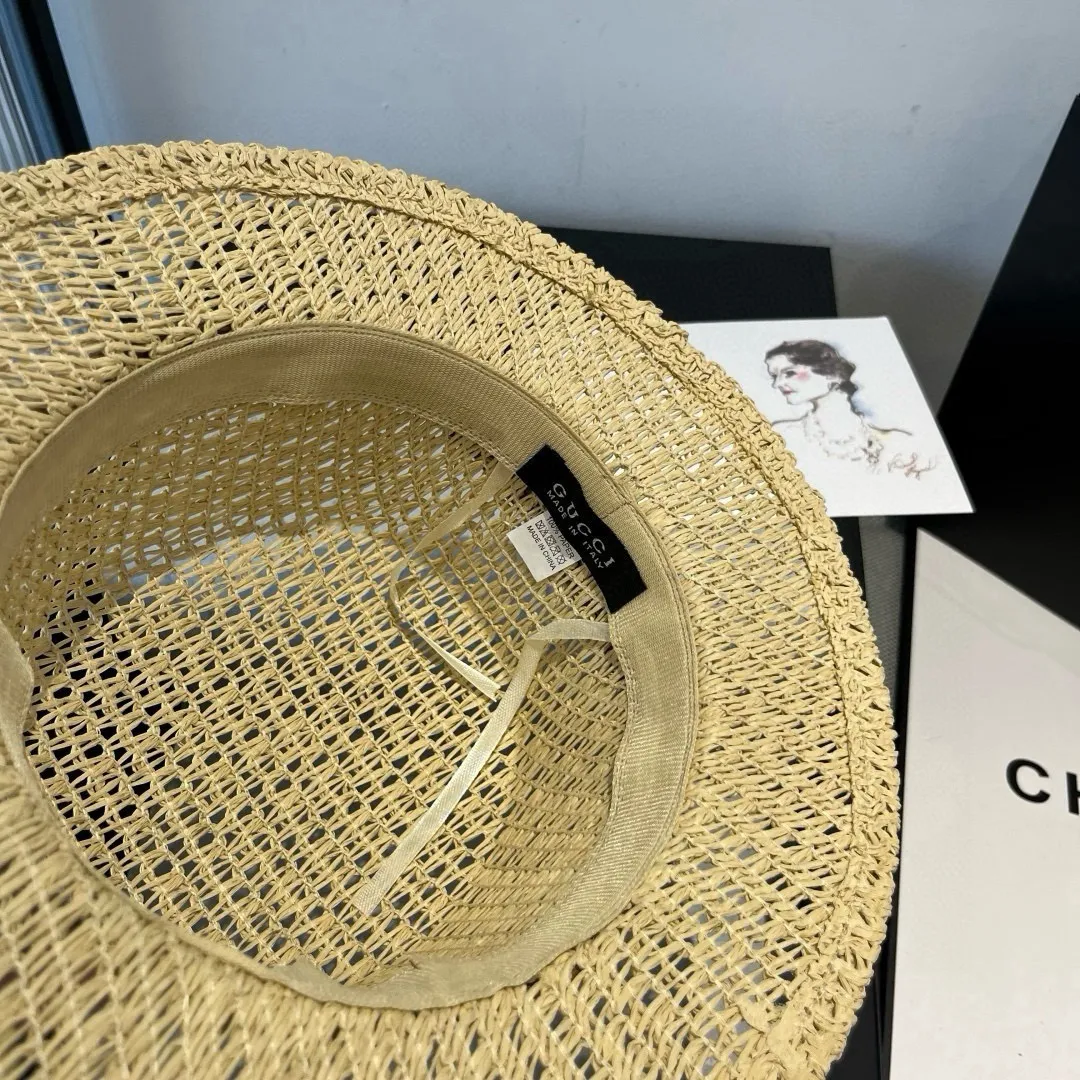 💰120¥ Gucci flat top hat, hollow sun hat, small top hat, head circumference 57cm