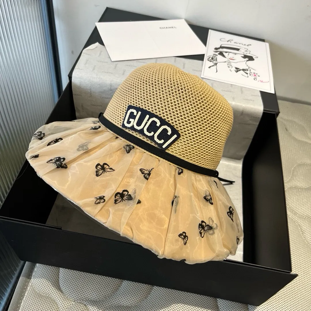 💰120¥ Gucci new lantern hat, sunshade straw hat, anti-UV brim, head circumference 57cm