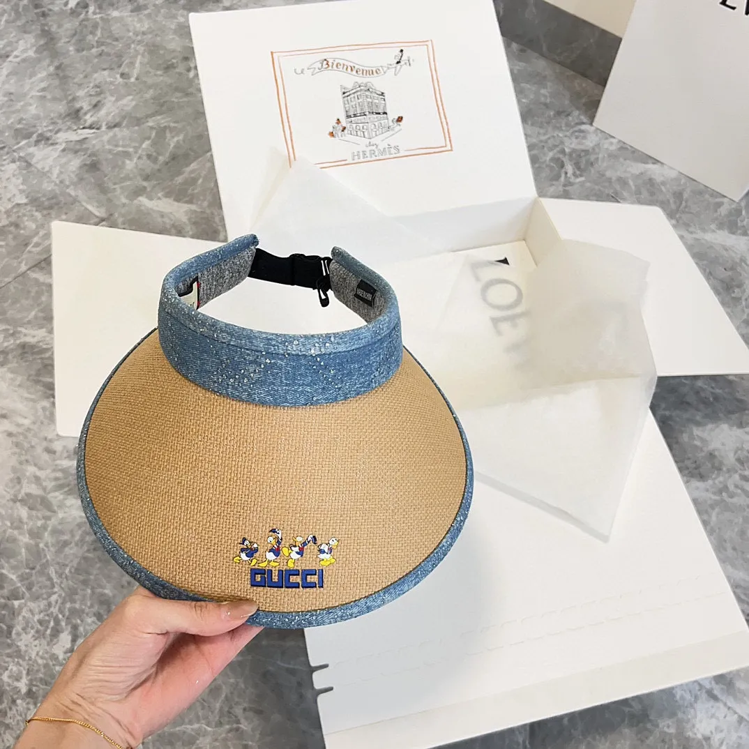 Special P90💛 Comes with dust bag [GUCCI Gucci] 2024 new summer style spliced ​​flash diamond sun visor empty top hat, versatile style for men and women ~ casual outing artifact