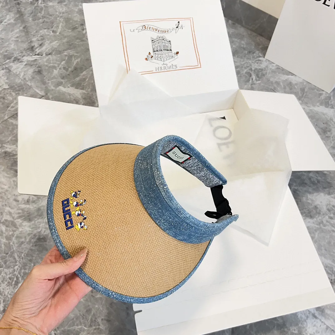 Special P90💛 Comes with dust bag [GUCCI Gucci] 2024 new summer style spliced ​​flash diamond sun visor empty top hat, versatile style for men and women ~ casual outing artifact