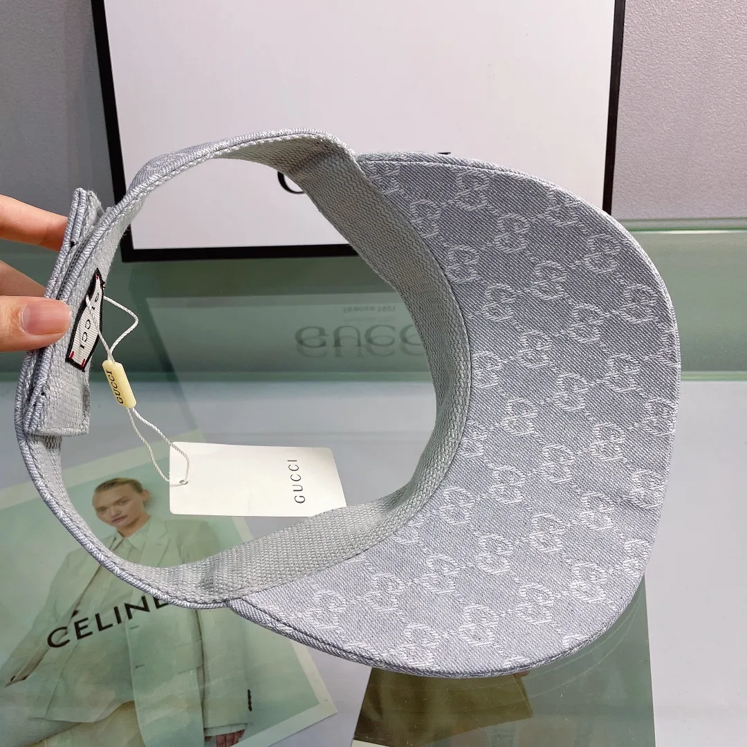 P70 Gucci new peaked cap, sun visor, empty top sun hat, super high-end, counter pattern printing, Velcro adjustment