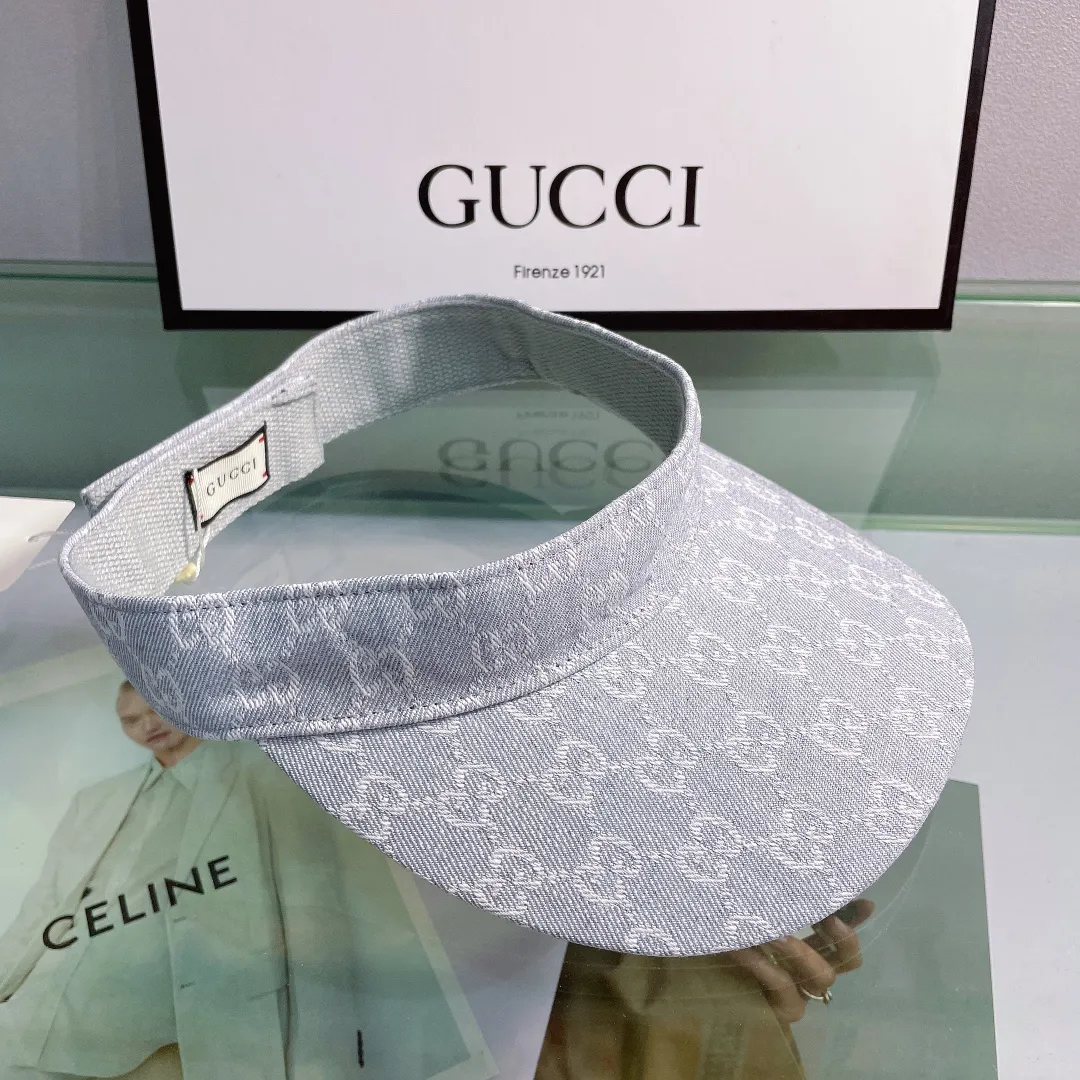 P70 Gucci new peaked cap, sun visor, empty top sun hat, super high-end, counter pattern printing, Velcro adjustment