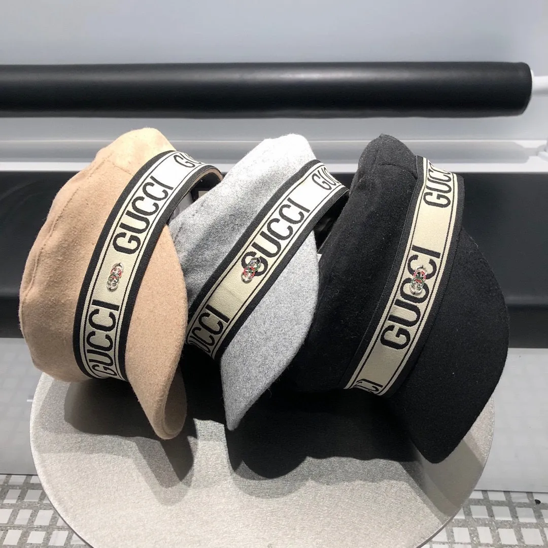 P170 Gucci woolen wool military hat, simple and luxurious style, LOGO webbing, versatile style, a must-have item for warmth and concave shape! Many Internet celebrity network anchors must join!