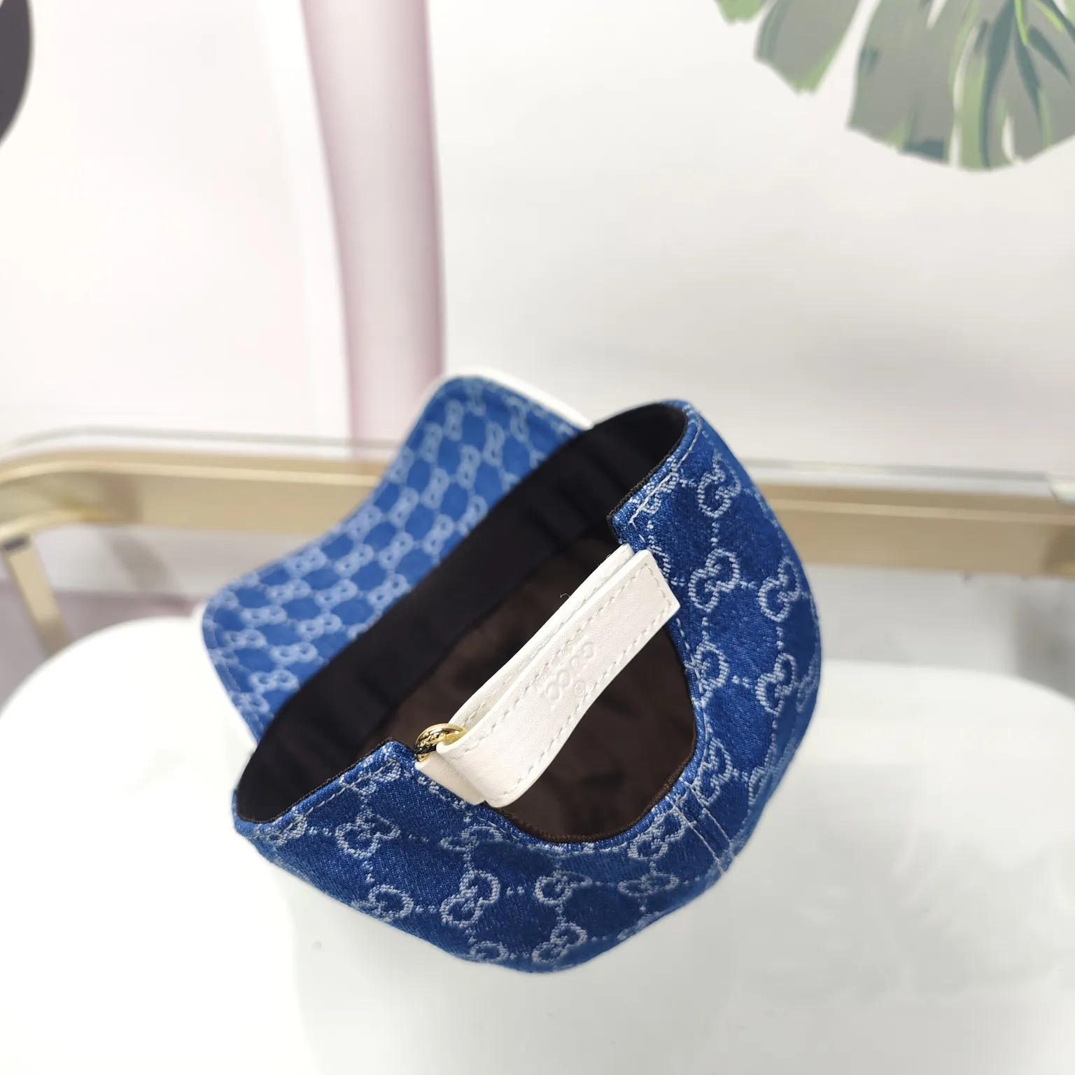 Batch 90, high quality, GUCCI - denim webbing double pattern original official website same style baseball cap dark blue