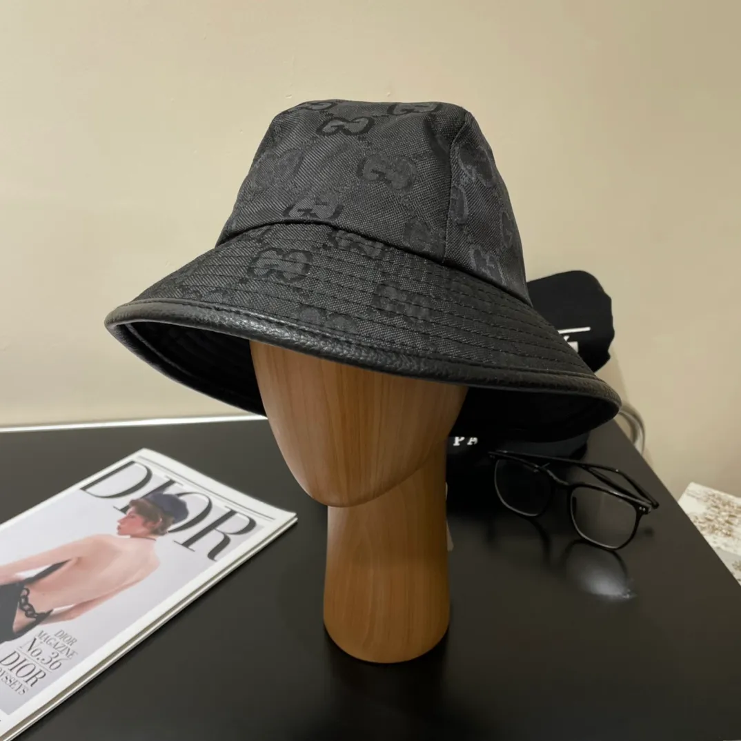 P74💰 High version GUCCI leather bucket hat synchronized with counters, hot shipments, super beautiful and easy to match, simple and elegant