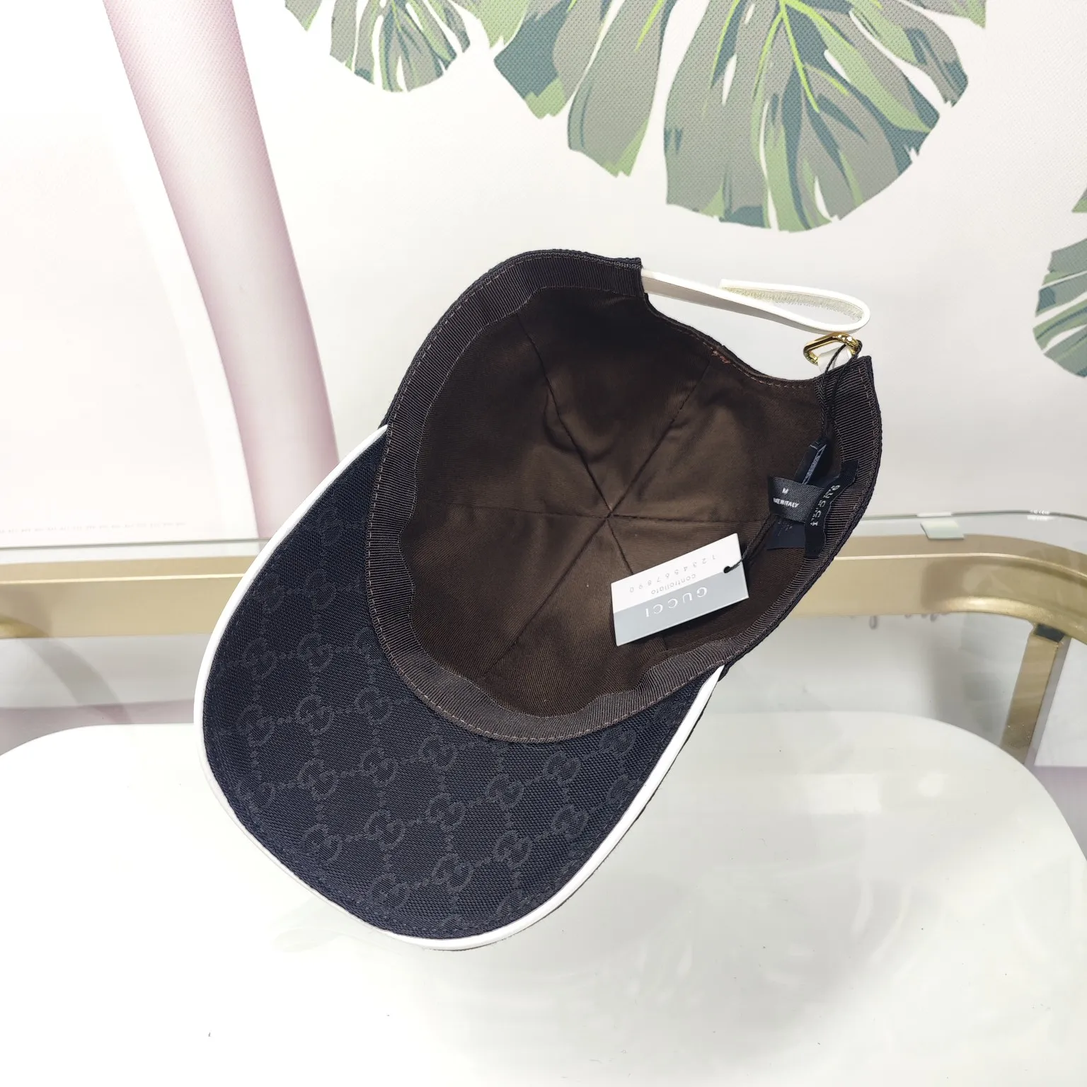 Batch 90 High quality, GUCCI - high version double G letter white border floral baseball cap [Fireworks]