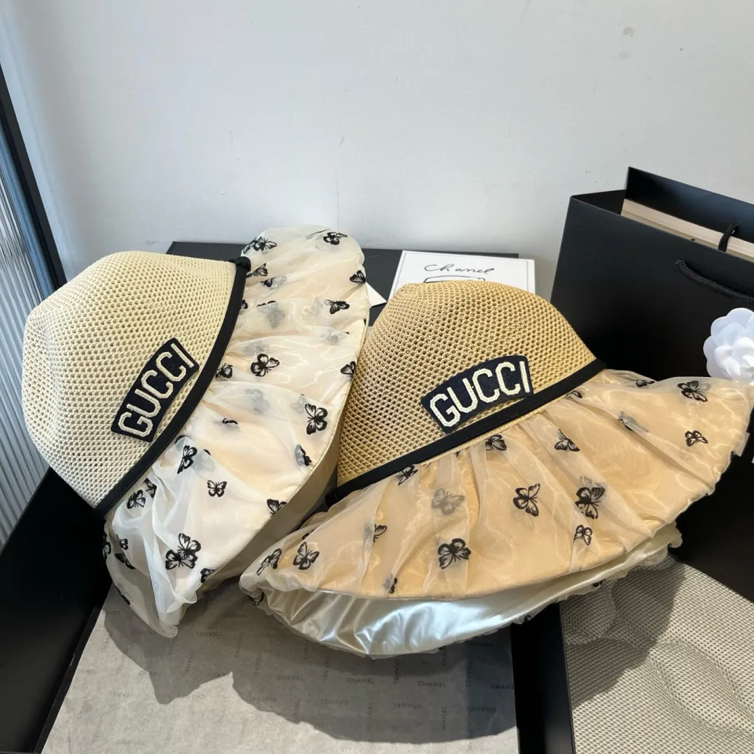 💰140¥ Gucci new lantern hat, sunshade straw hat, anti-UV brim, head circumference 57cm
