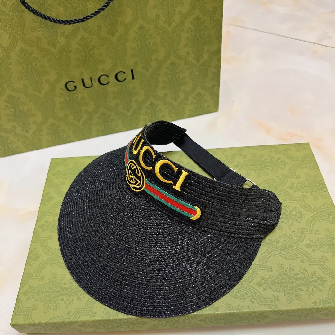 🉐60💛 Comes with dust bag [GUCCI] 2023 summer new hot visor empty top hat, shipped by big brands, super convenient! Good match! A must when going out on the street