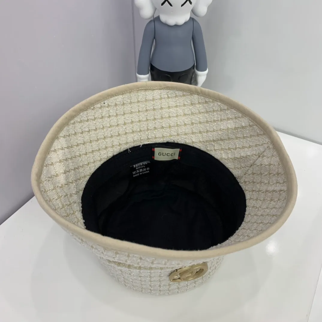 p90 Gucci 2020 new hat classic houndstooth wool blend casual fedora bucket hat, a stylish hat with a big-name aura! Same style for men and women!